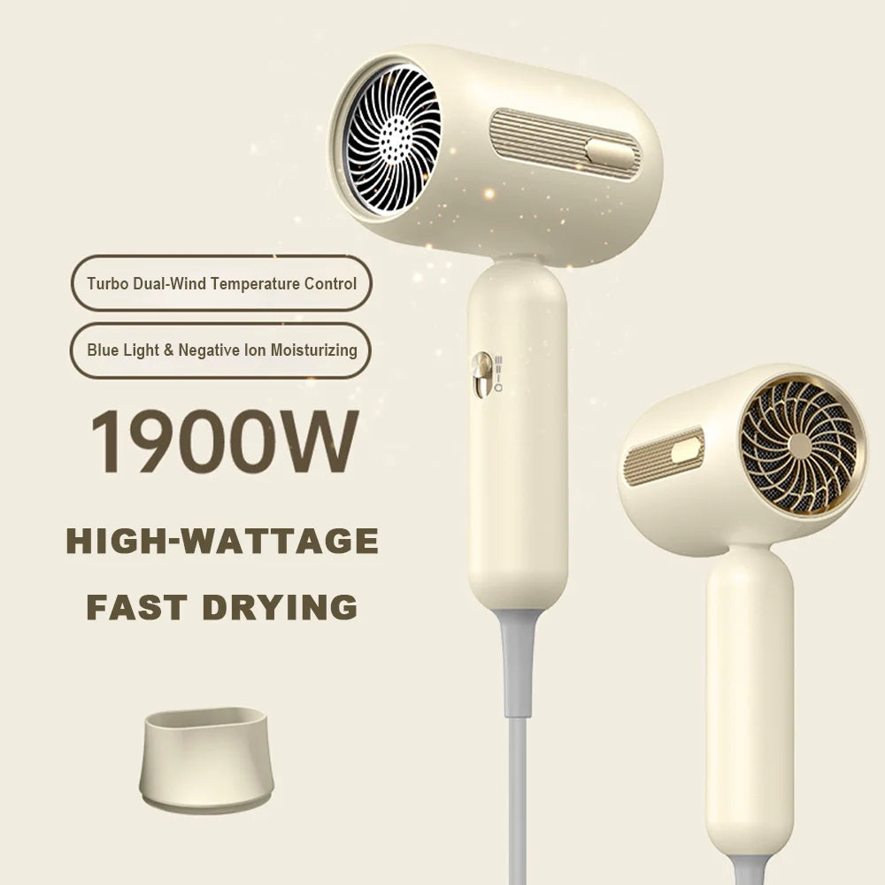 Portable Hair Dryer Hot Cold Wind Hair Care Quick Dry Professional Hairdryer Negative Lonic 1900W 3th Gear Household Blow Dryer