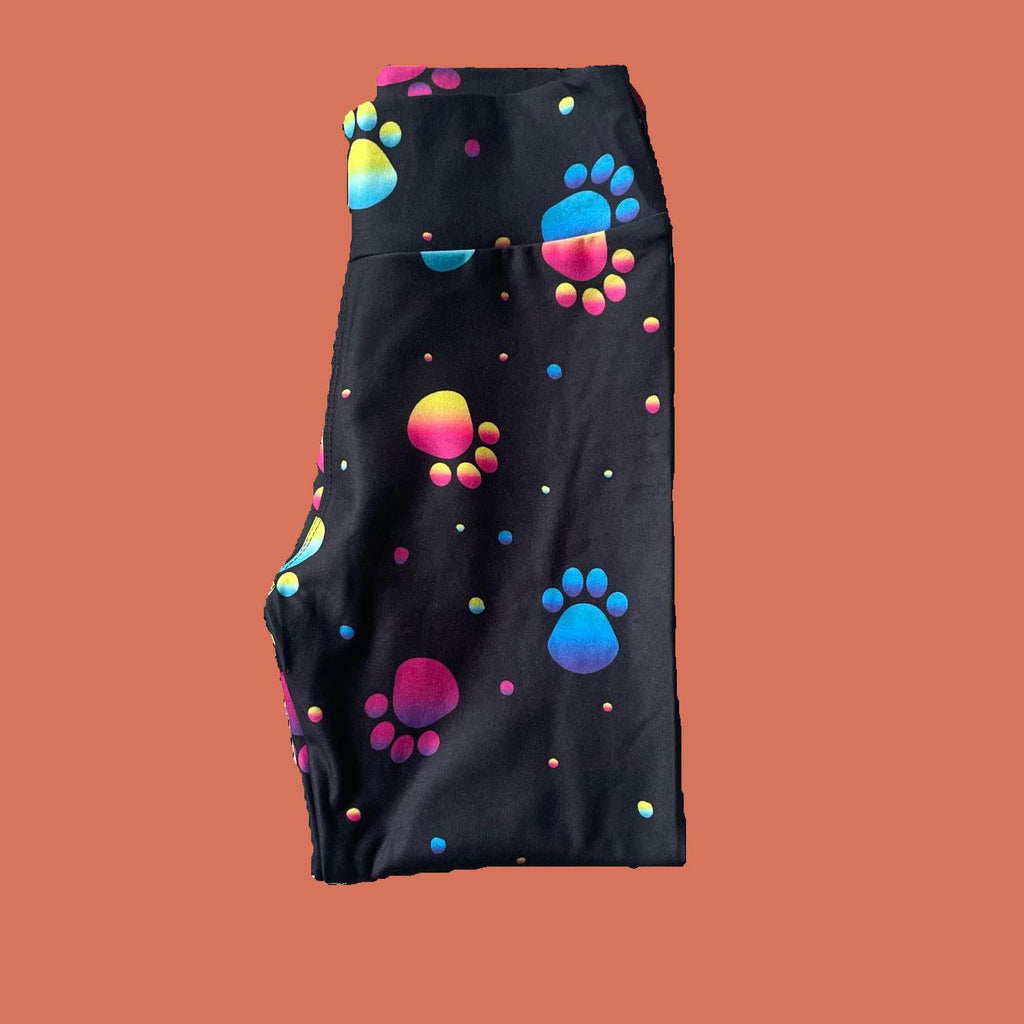 Black paws design full length leggings