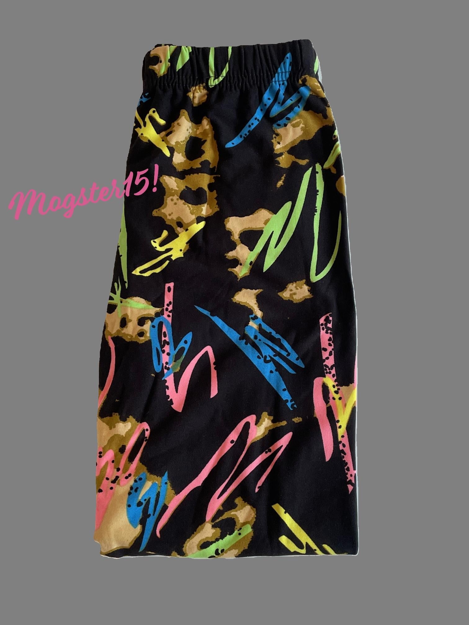 Girls vibrant graffiti leggings, full length