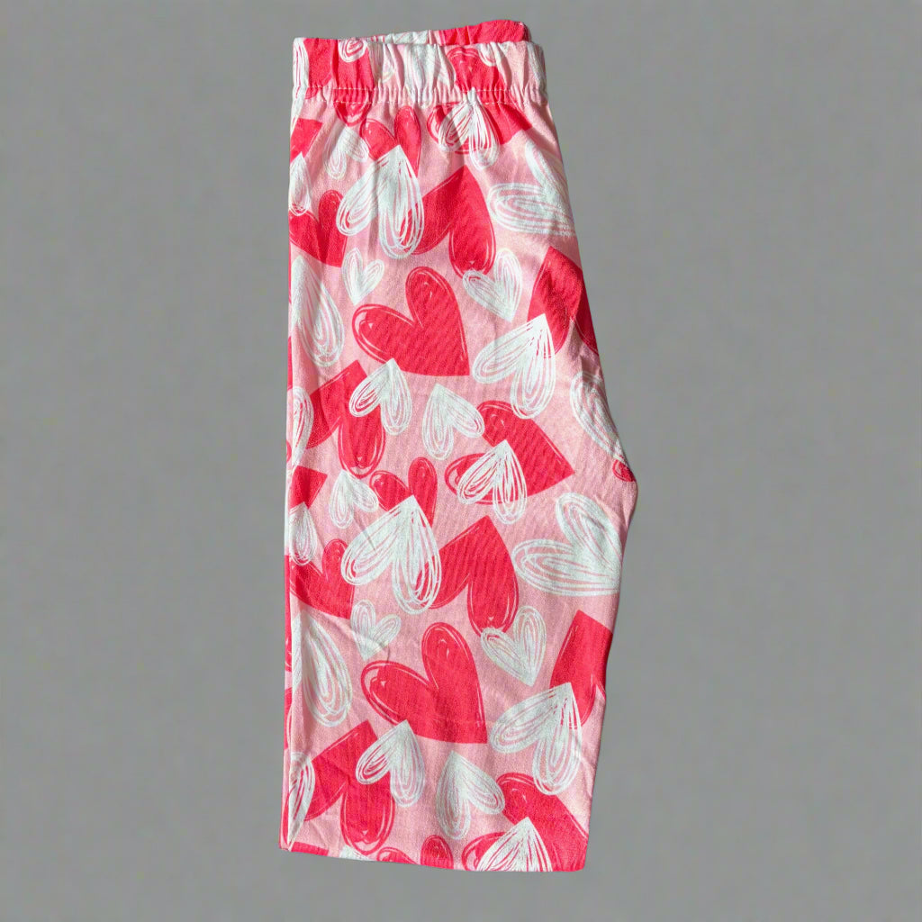 Pink 'designer hearts' full length leggings