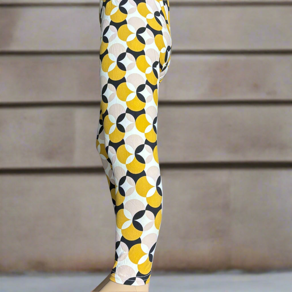 Retro circles patterned leggings, full length