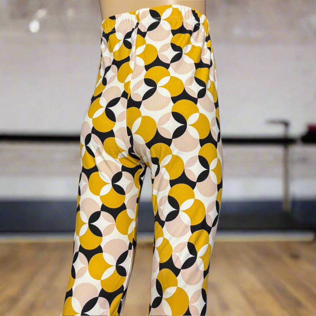 Retro circles patterned leggings, full length