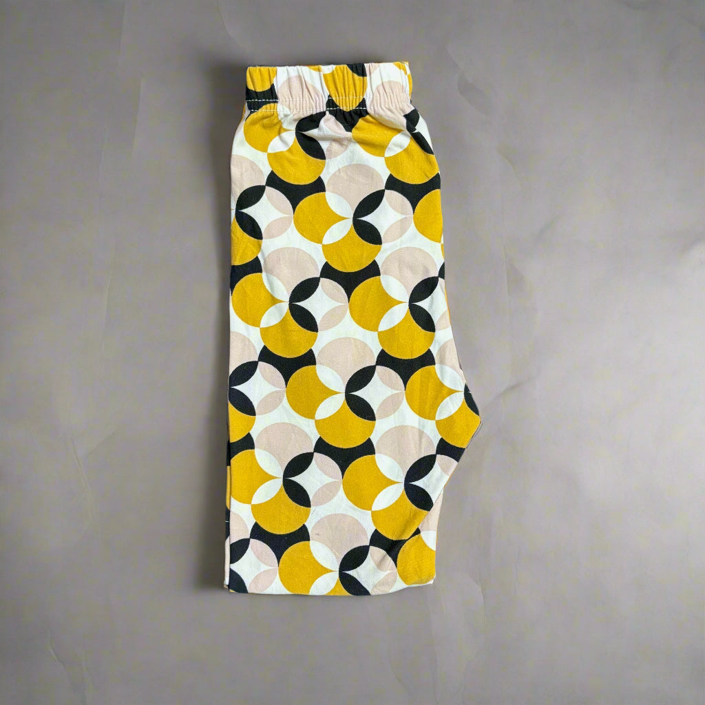 Retro circles patterned leggings, full length