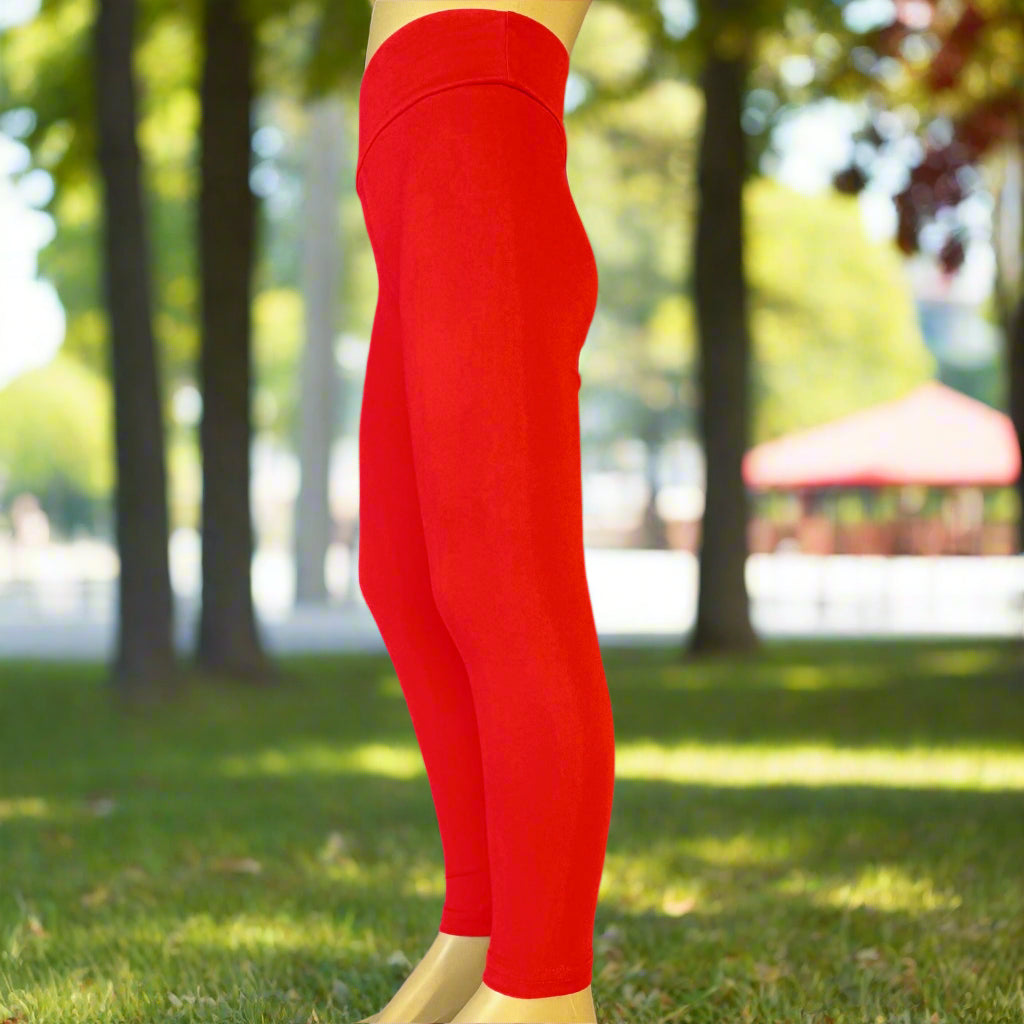 Solid colour, soft, stretch leggings in black, green, navy, grey, orange, pink, fuchsia, purple and more!