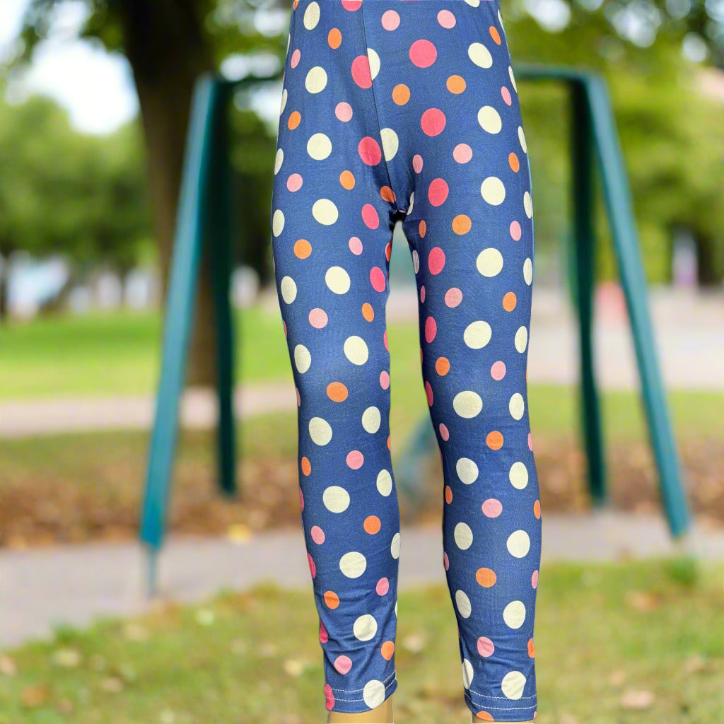 Purple dots design full length leggings