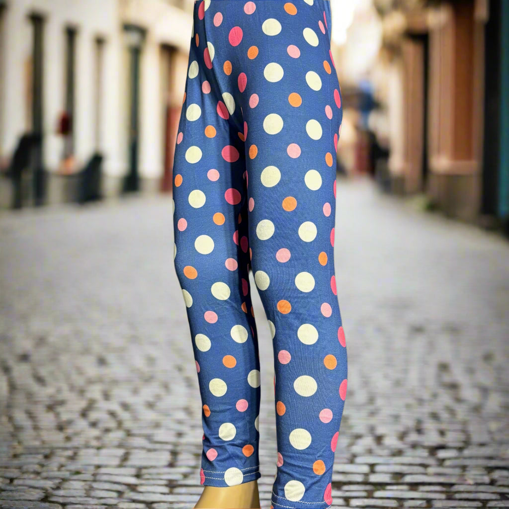 Purple dots design full length leggings