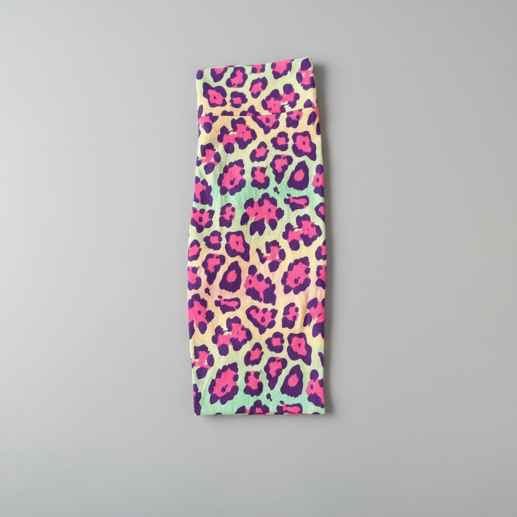 Vibrant colourful leopard print leggings, full length