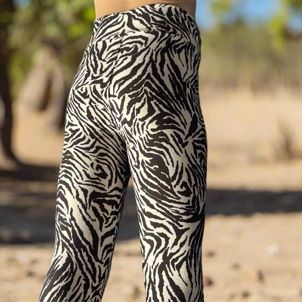 Zebra black & white full length leggings