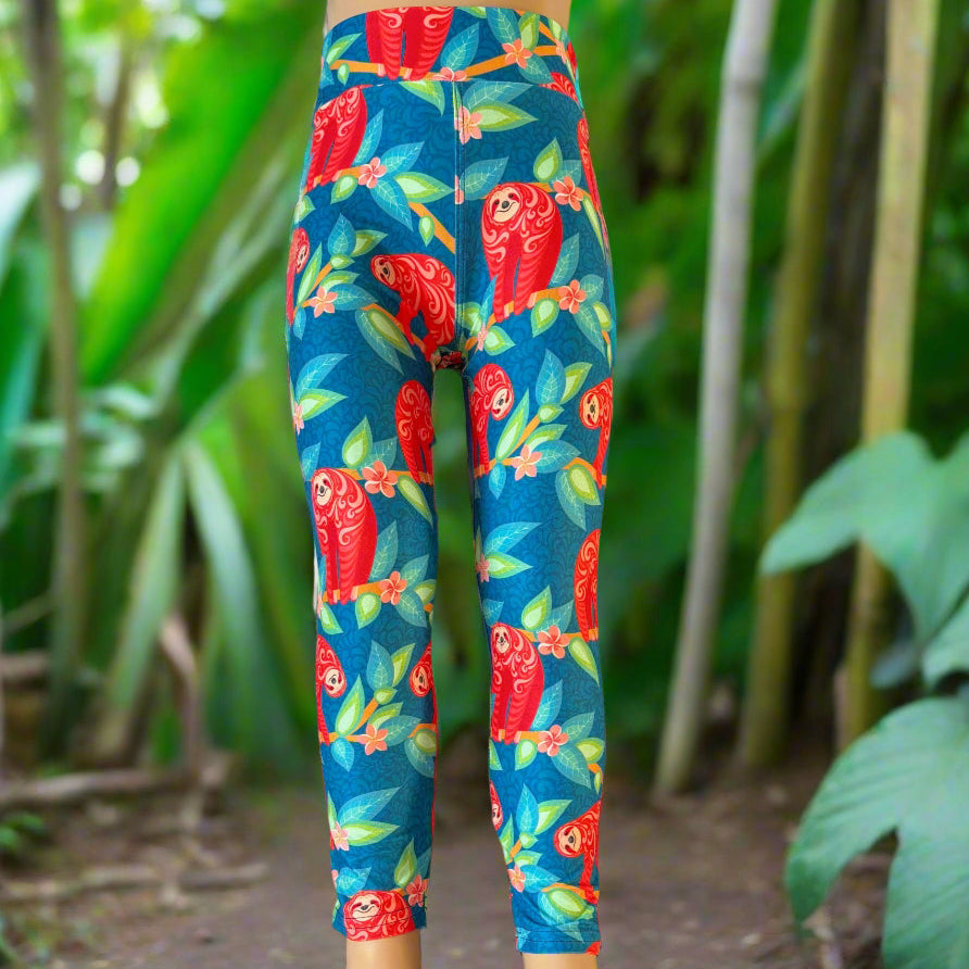 Happy Sloth design full length leggings