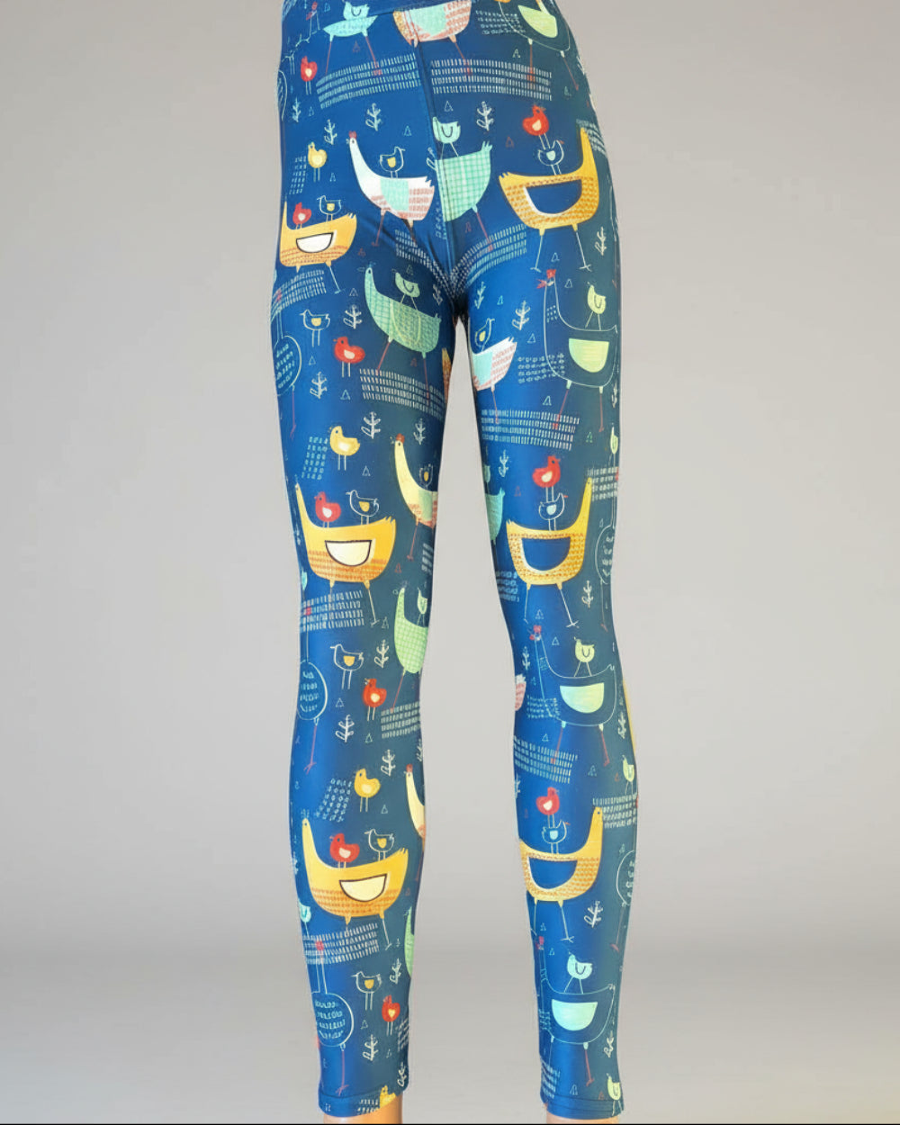 Hen & Chickens design full length stretch leggings