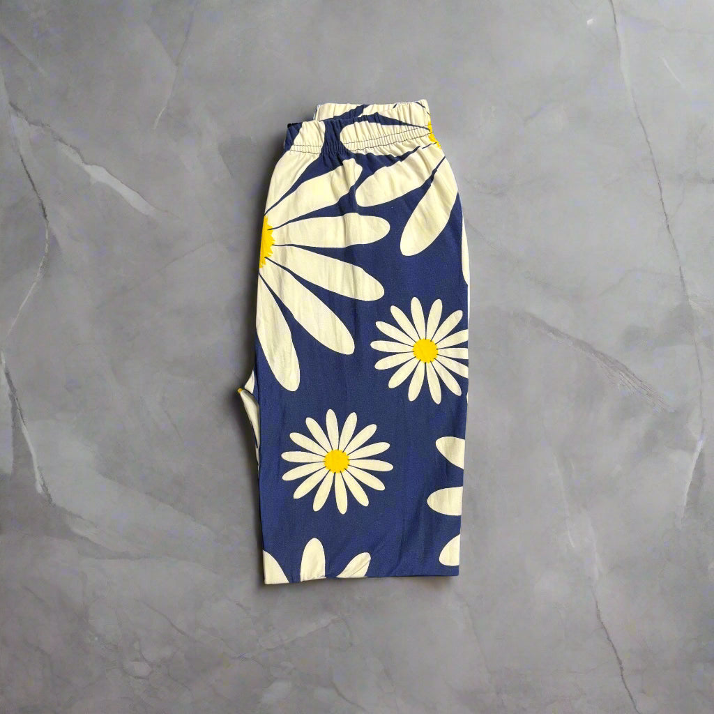 Girls blue daisy leggings