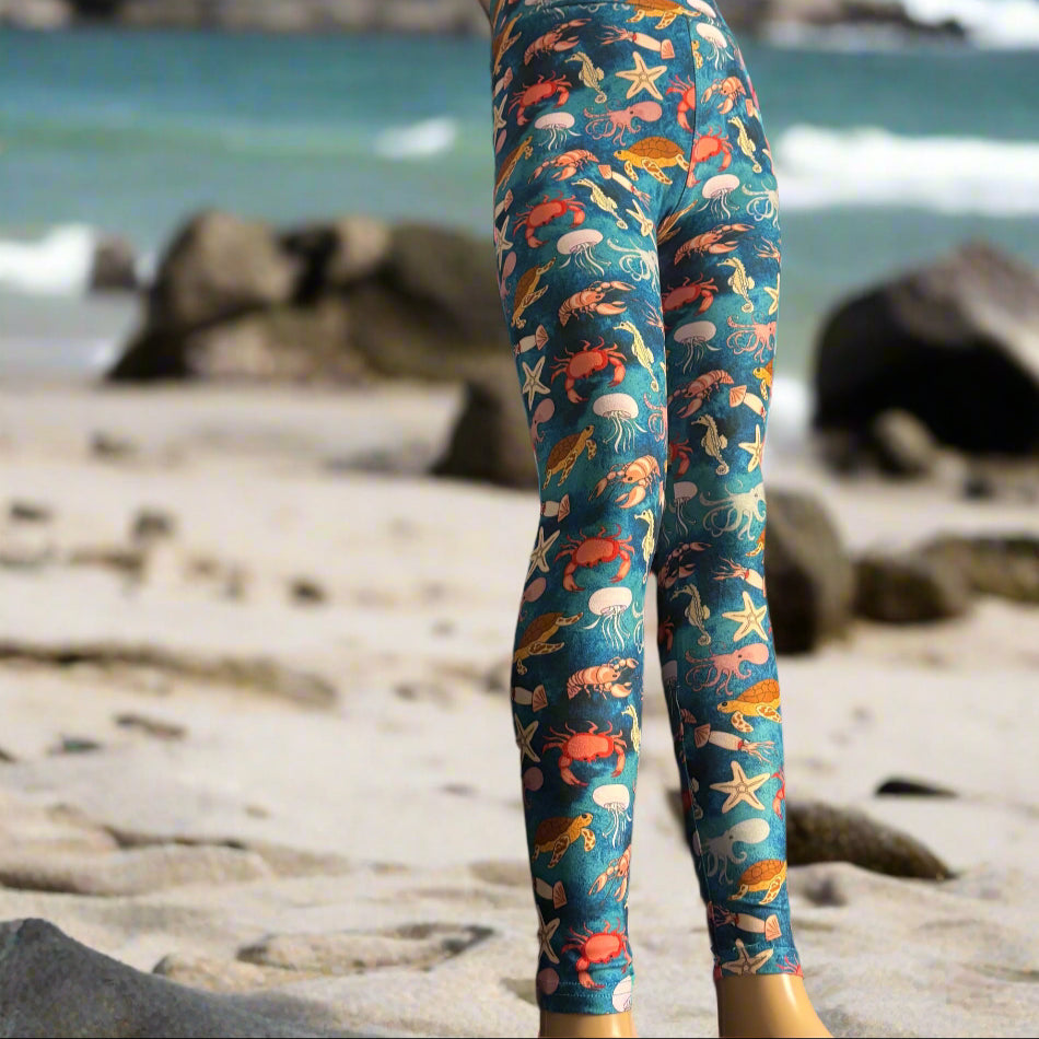 Sea creatures full length, stretch leggings