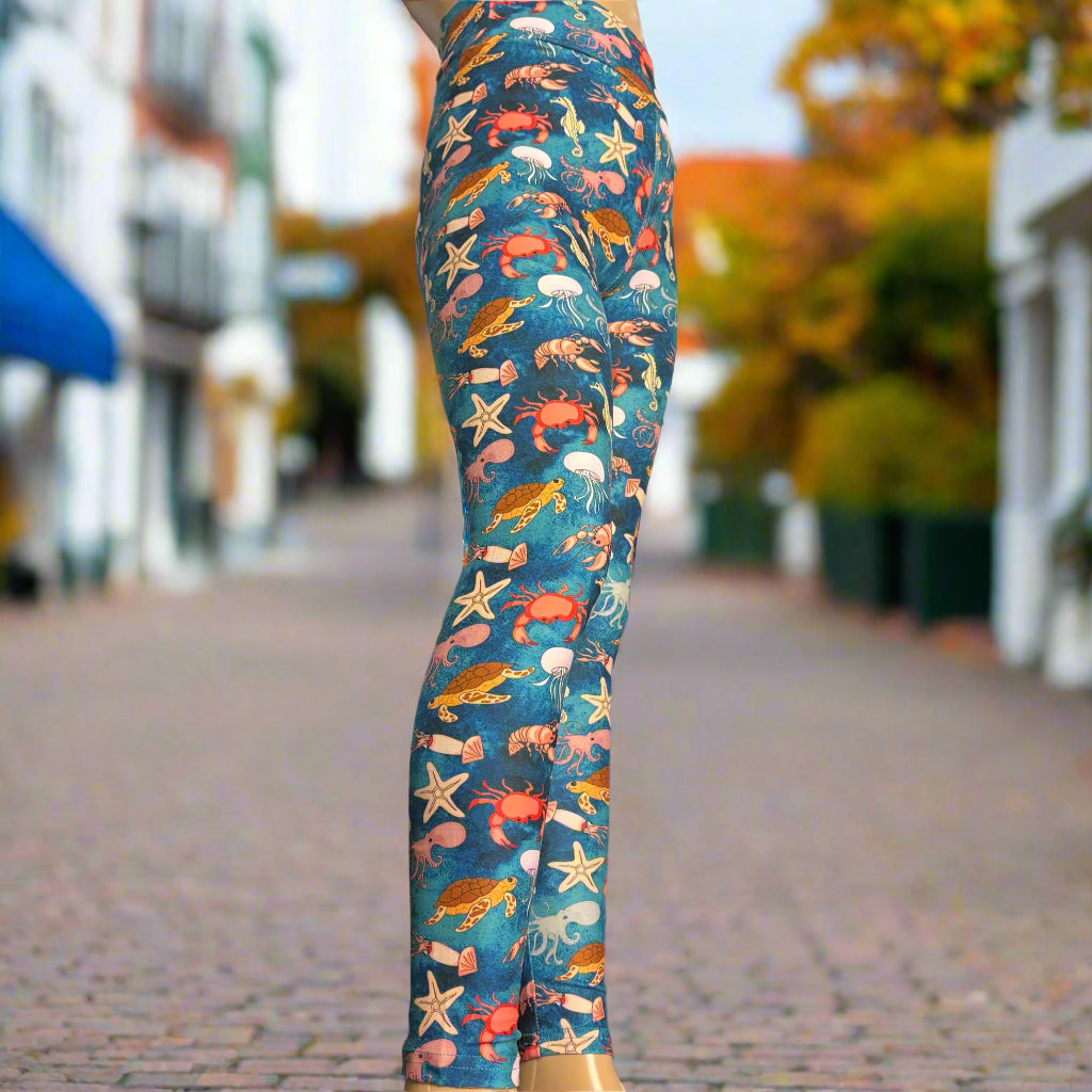 Sea creatures full length, stretch leggings