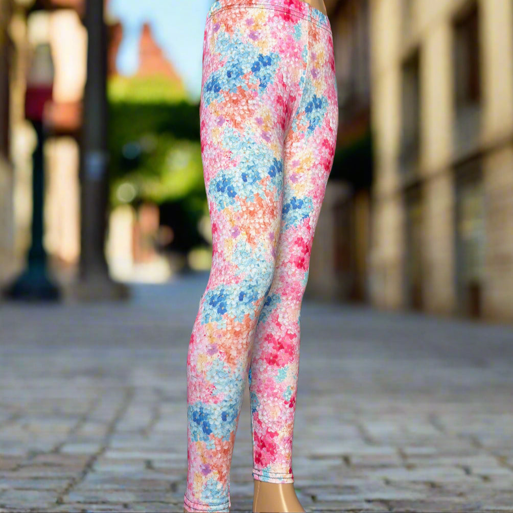 'Summer Bloom' patterned full length stretch leggings