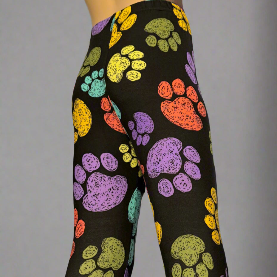 Multi coloured paws design full length leggings