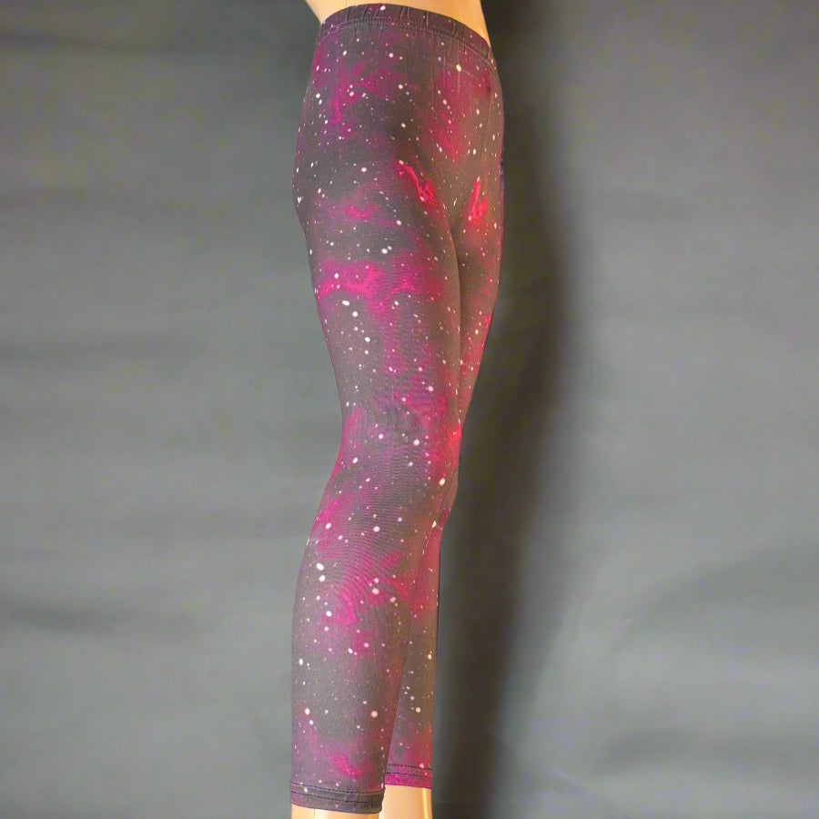 Purple Space design full length stretch leggings
