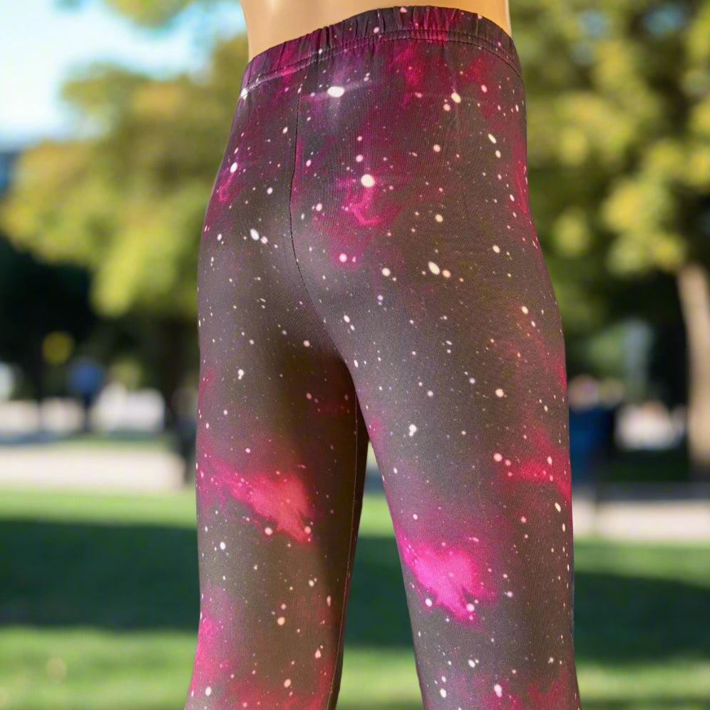 Purple Space design full length stretch leggings