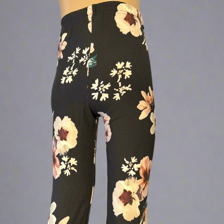 Black floral full length leggings