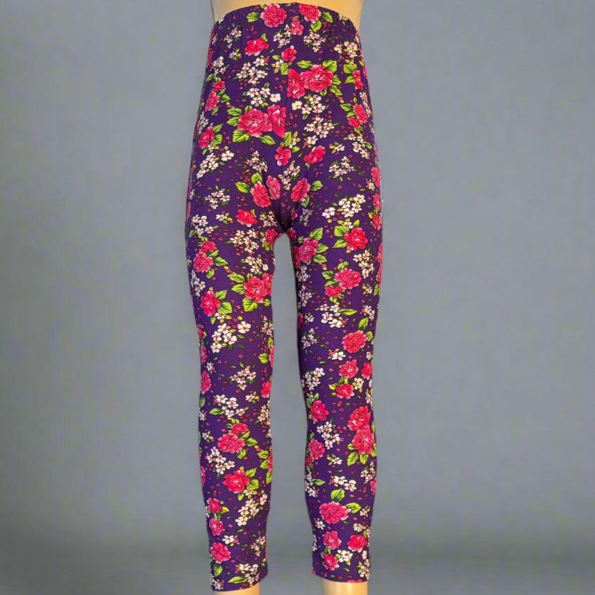 Purple floral full length leggings