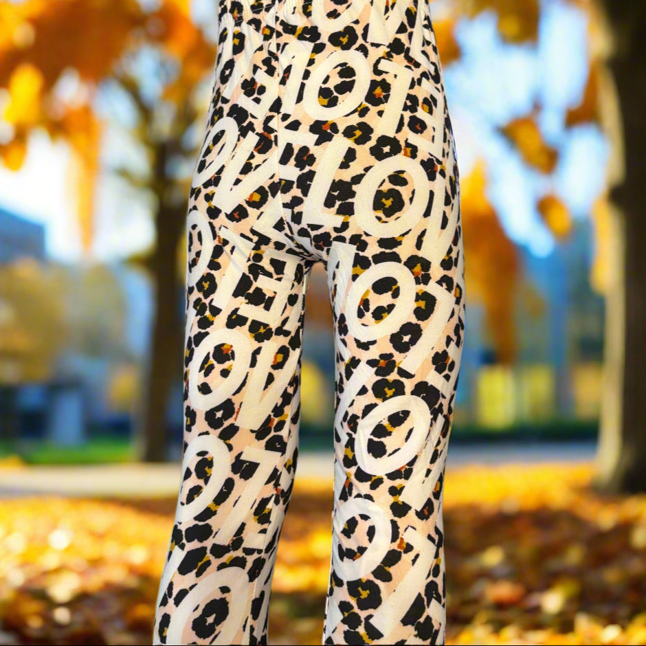 'Leopard love' design full length leggings