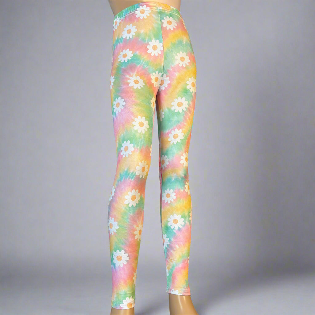 Rainbow Daisy full length stretch leggings