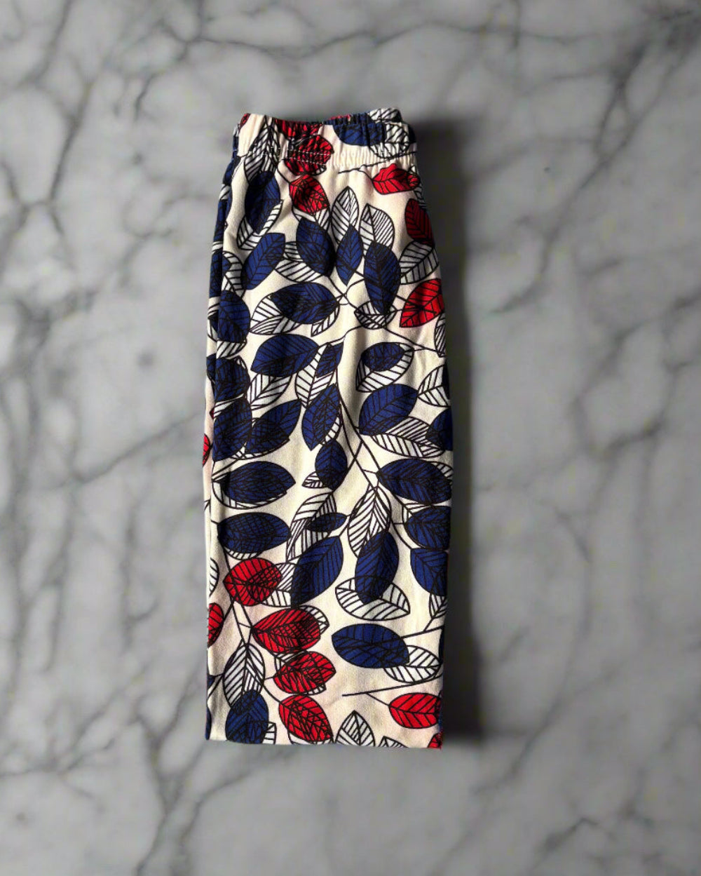 Red & blue leaves design full length leggings