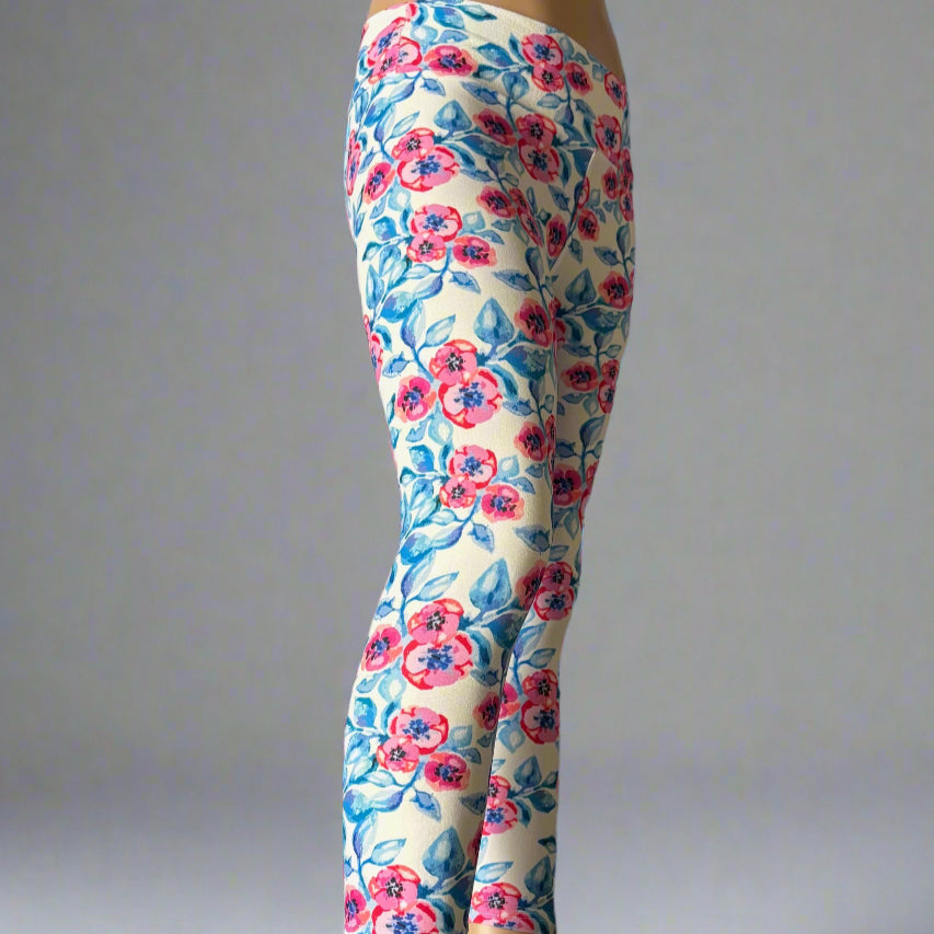 White floral leggings