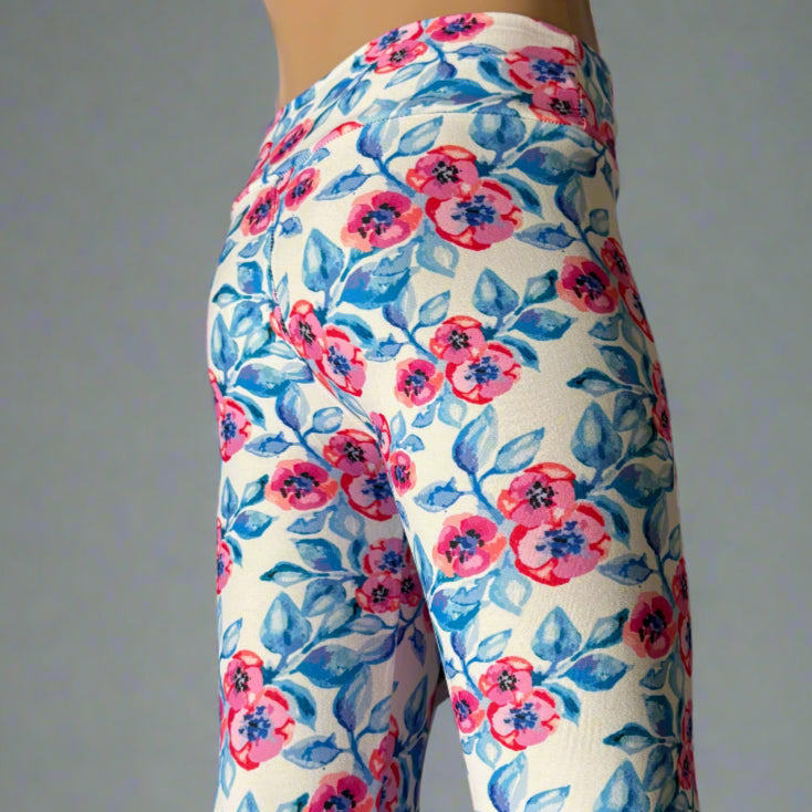 White floral leggings