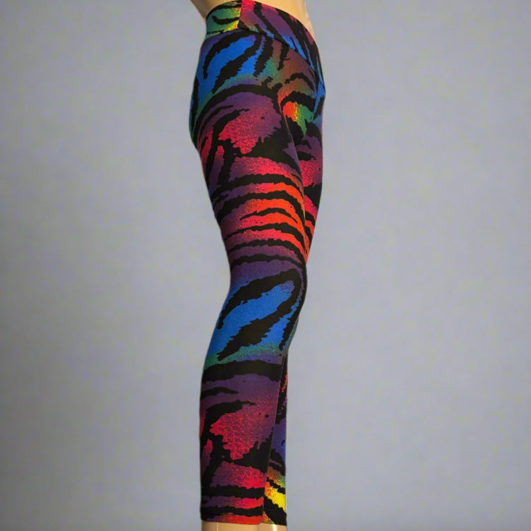 Vibrant colour zebra print leggings, full length