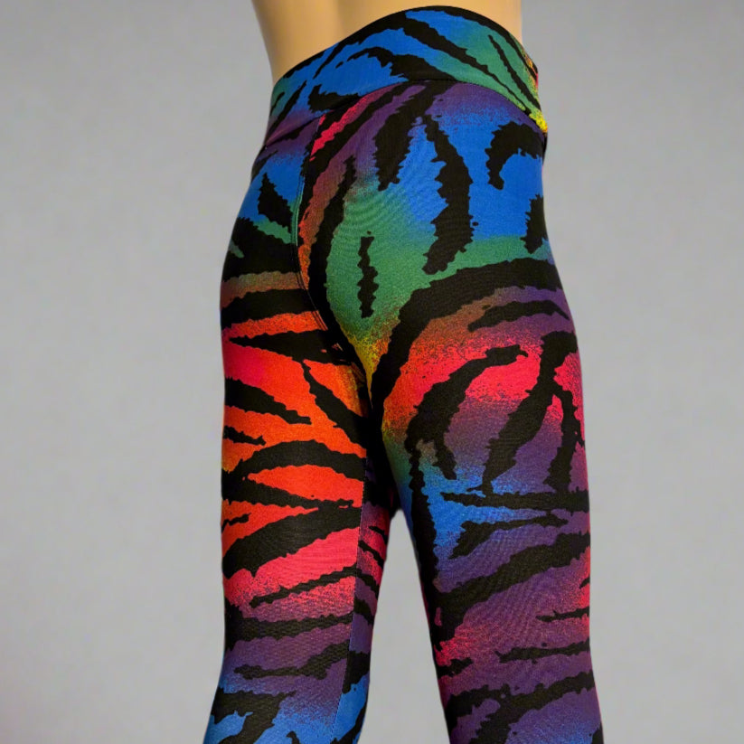 Vibrant colour zebra print leggings, full length