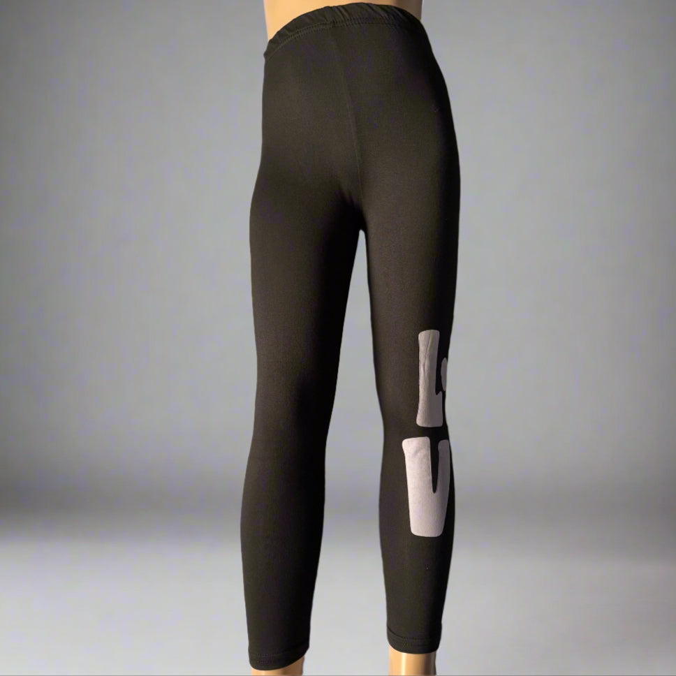 Black paw love design full length stretch leggings