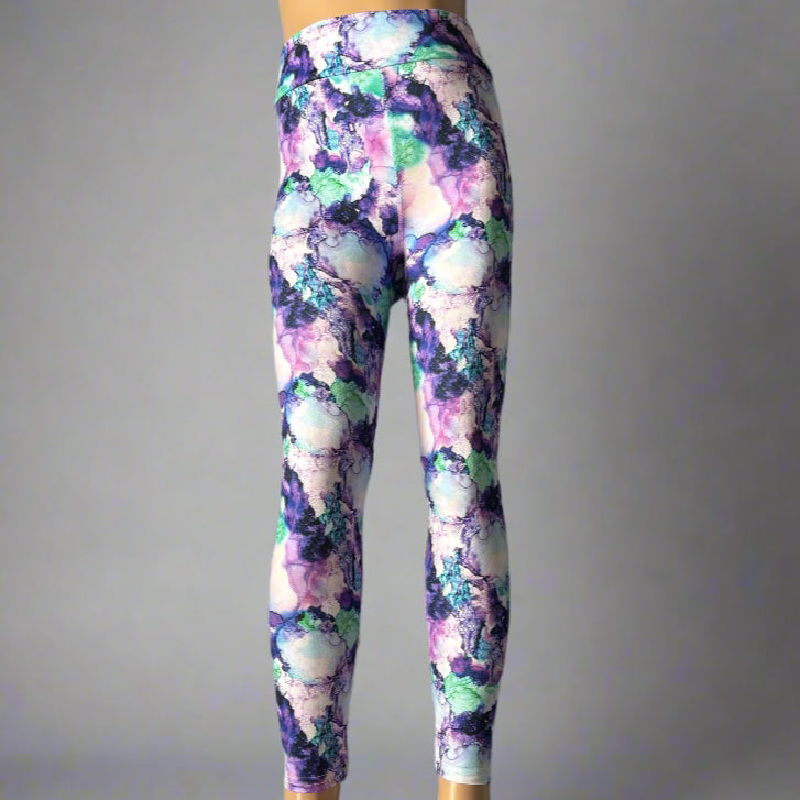 Purple splash design full length stretch leggings