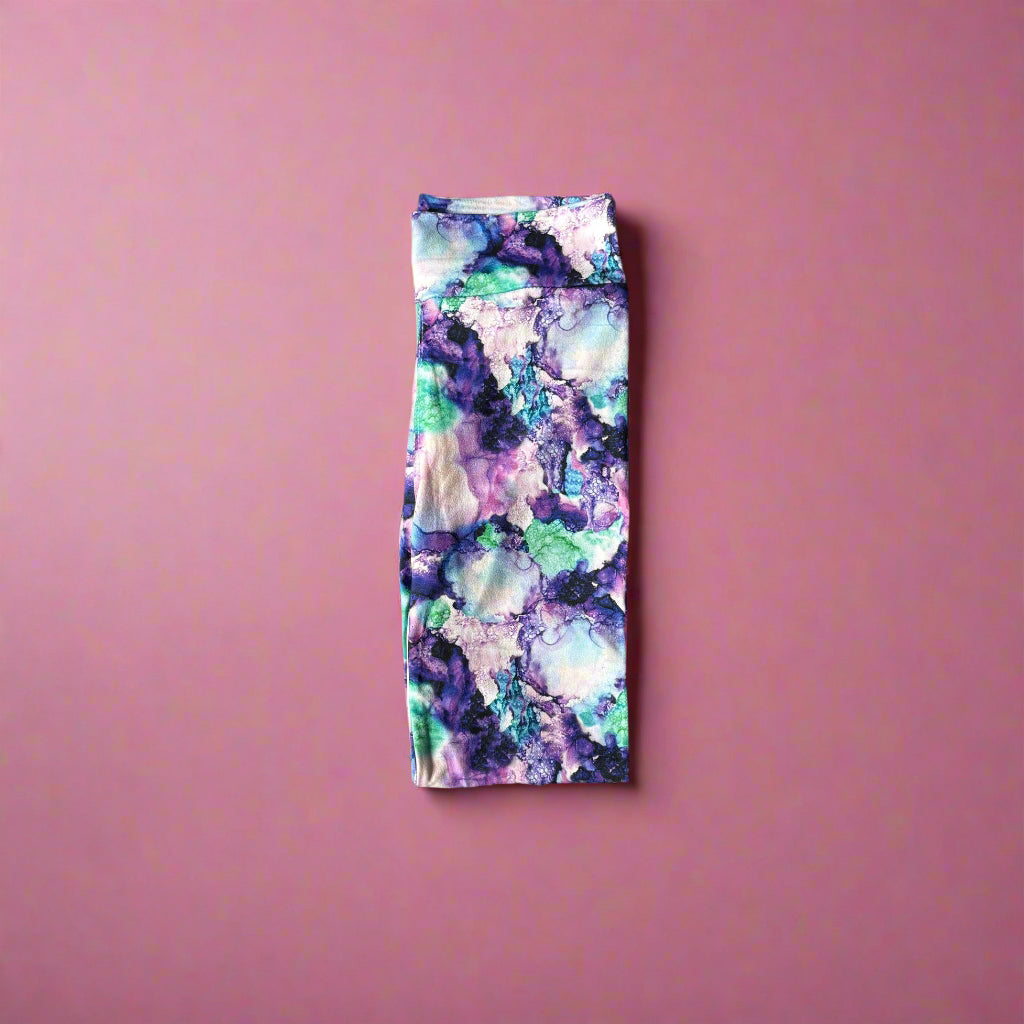 Purple splash design full length stretch leggings