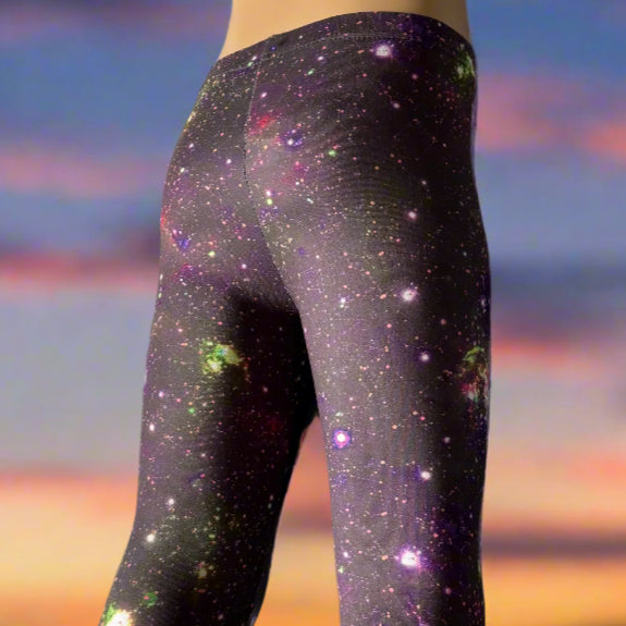 Night Skies design full length, stretch leggings