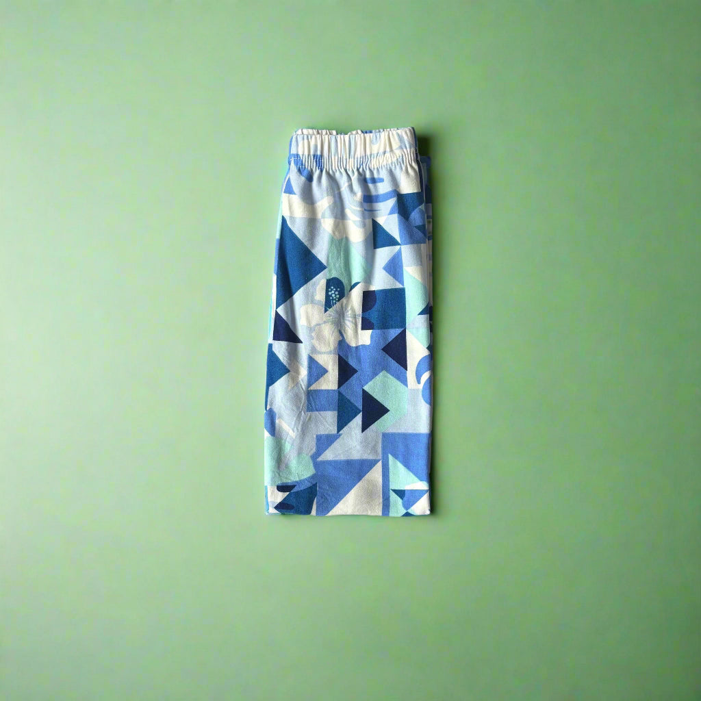 Blue leaves design full length leggings