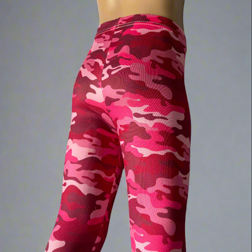 Pink camouflage design full length leggings