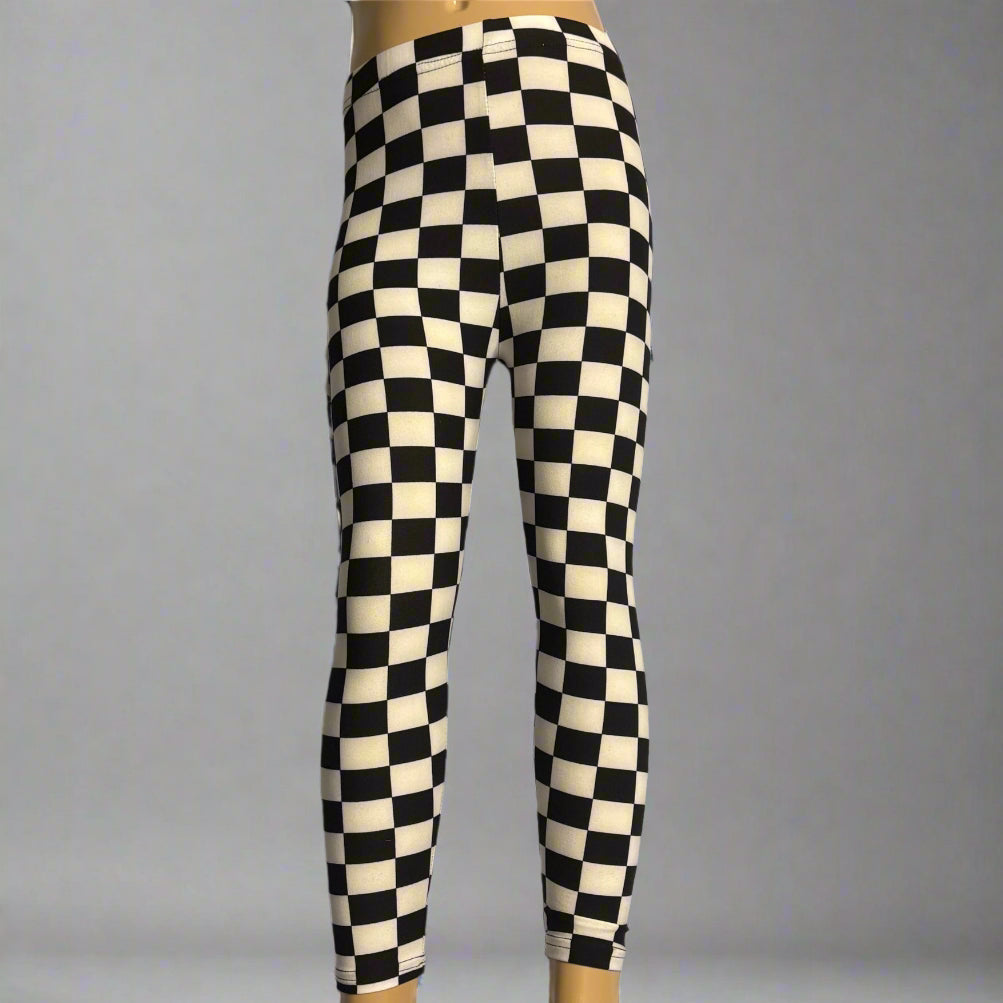 Chequered flag design full length leggings