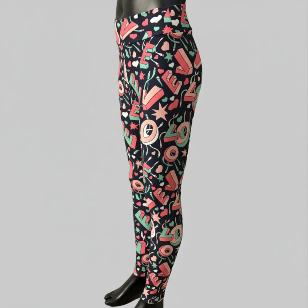 Love patterned full length stretch leggings