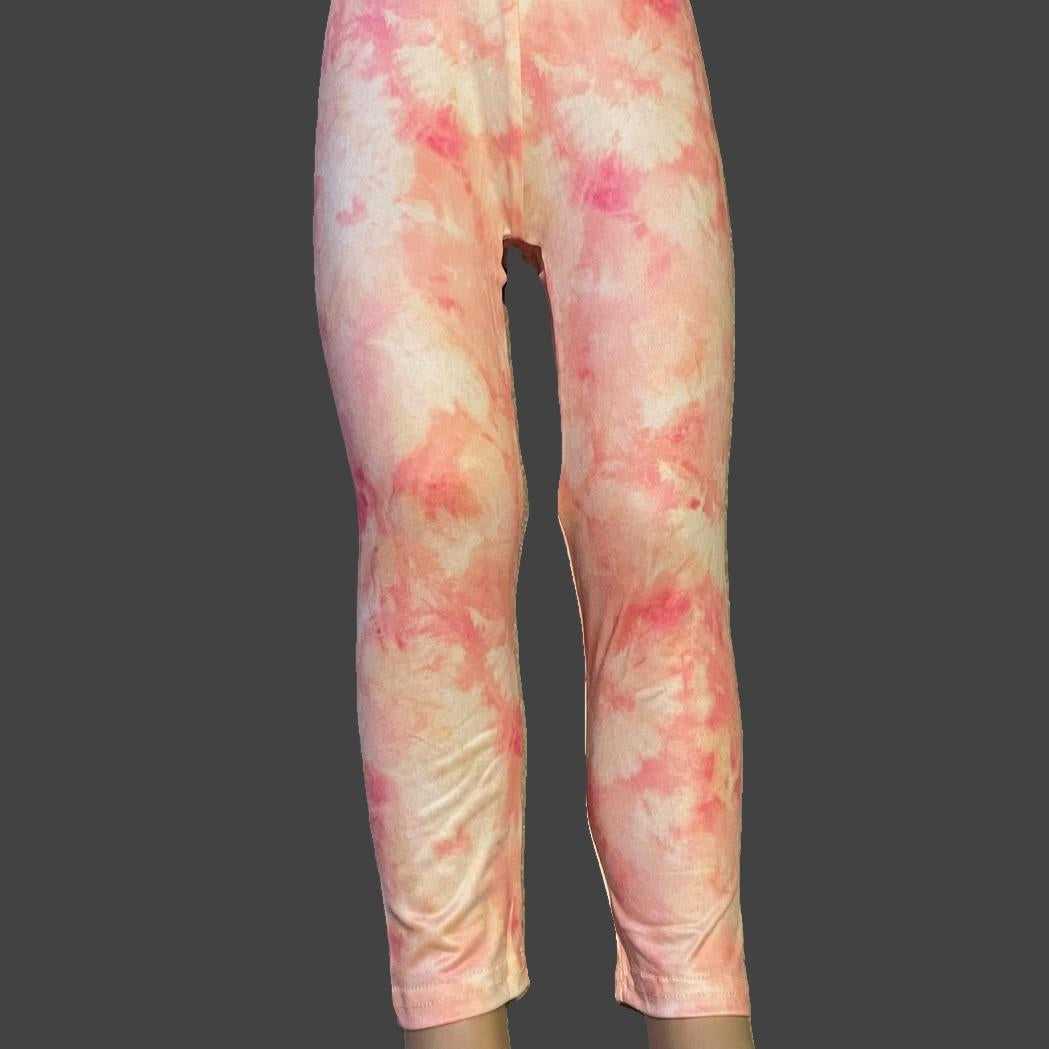 Pink marble design full length stretch leggings