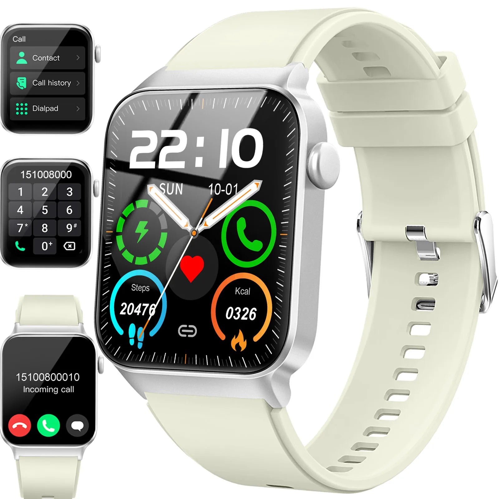 T50 1.85" Ultra Thin Smartwatch (Answer/Make Call), IP68 Waterproof Fitness Tracker, 100+Sport Modes, Heart Rate/Sleep Monito.