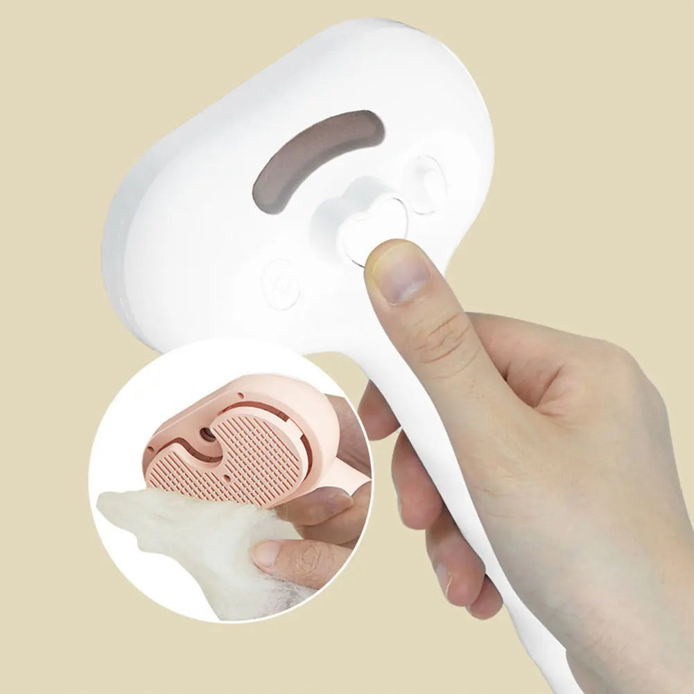 3 in 1 Cat Steam Brush Pet Spray Hair Removal Comb with Release Button Cat Grooming Brush Rechargeable Dog Brush