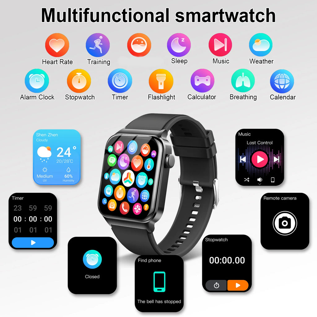 T50 1.85" Ultra Thin Smartwatch (Answer/Make Call), IP68 Waterproof Fitness Tracker, 100+Sport Modes, Heart Rate/Sleep Monito.
