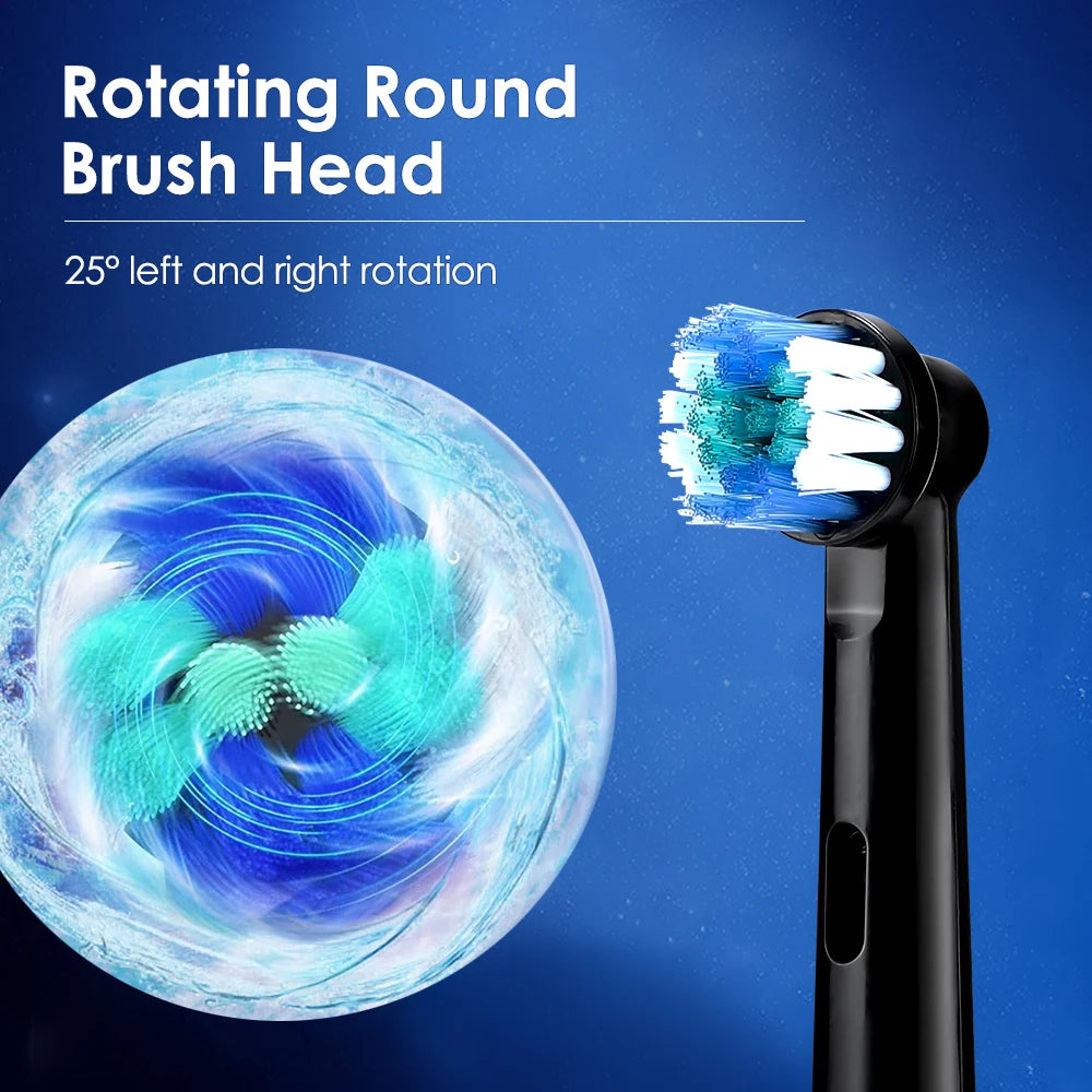 Electric Smart Rotating Timing Toothbrush, Rechargeable Rotary Toothbrush with 4 Heads, 5 Modes Setting Teeth Whitening Oral Car