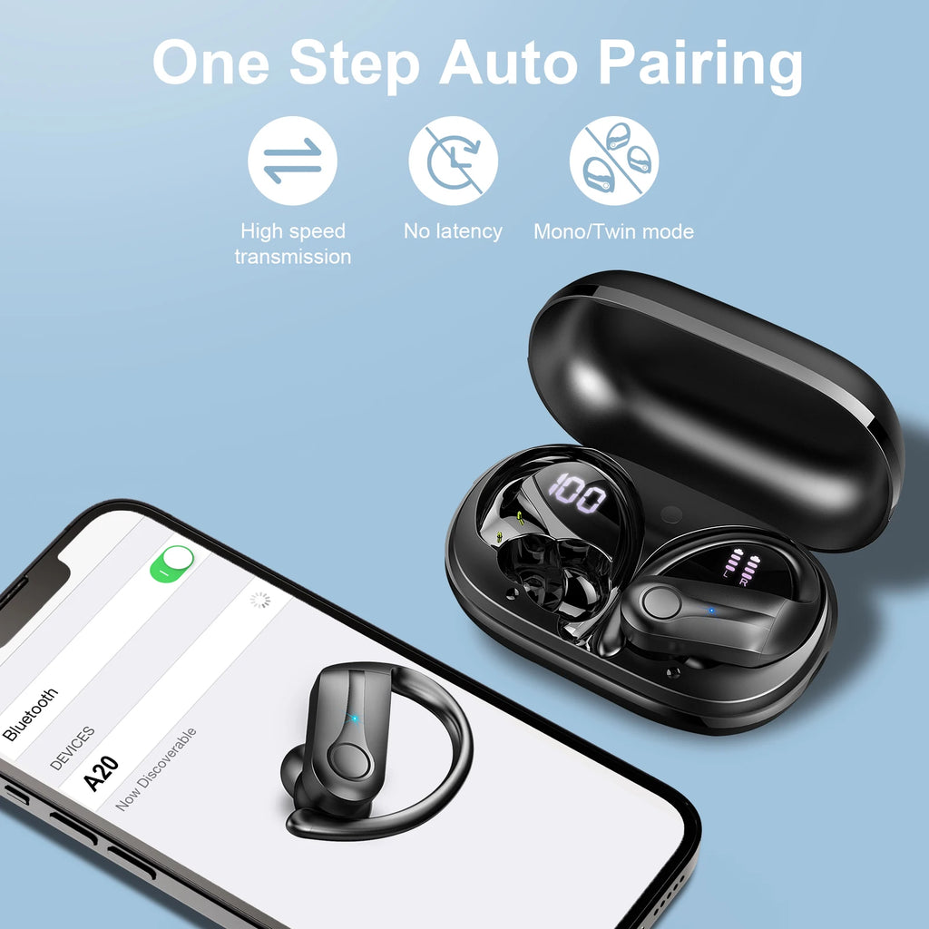 Wireless Earbuds, Bluetooth 5.3 Earbuds Stereo Bass, in-Ear Noise Cancelling Mic, Earphones IP7 Waterproof Sports, 50H Playback.
