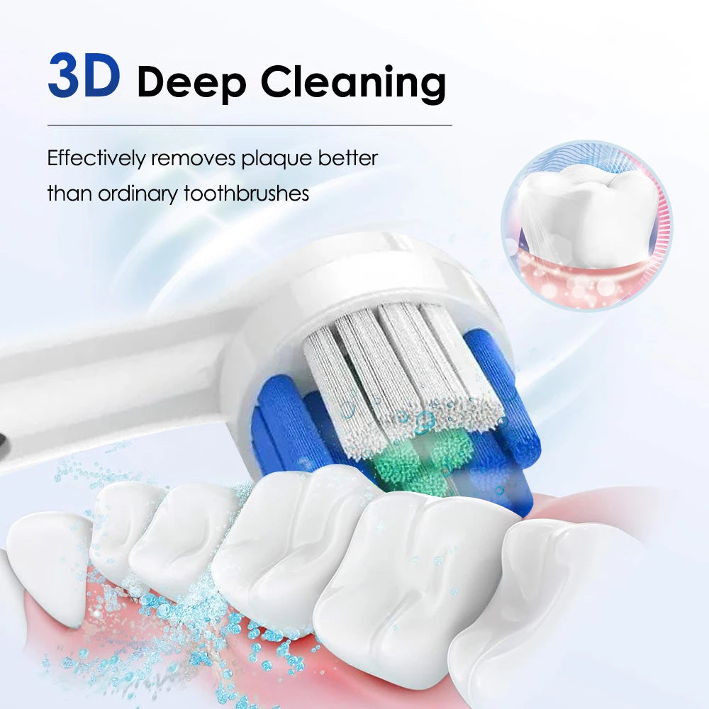 Electric Smart Rotating Timing Toothbrush, Rechargeable Rotary Toothbrush with 4 Heads, 5 Modes Setting Teeth Whitening Oral Car