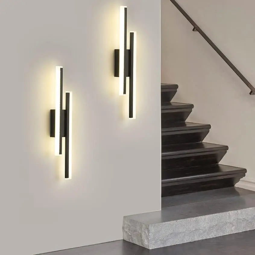 Modern Dimmable LED Wall Light Line Shape Wall Lamp 3000K/4000K/6000K for Bedroom, Living Room, Hallway, Entryway Black