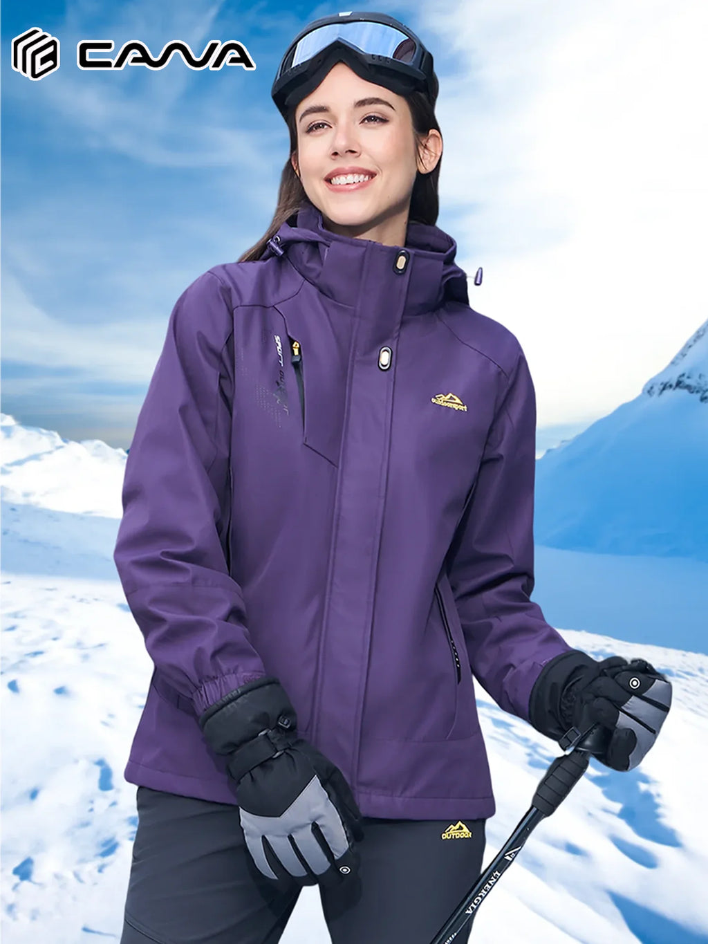 Women's 3-IN-1 Jackets Waterproof Fleece Jacket Outdoor Windproof Skiing Snowboarding Coat Hiking Jackets Parka Hodded Coats
