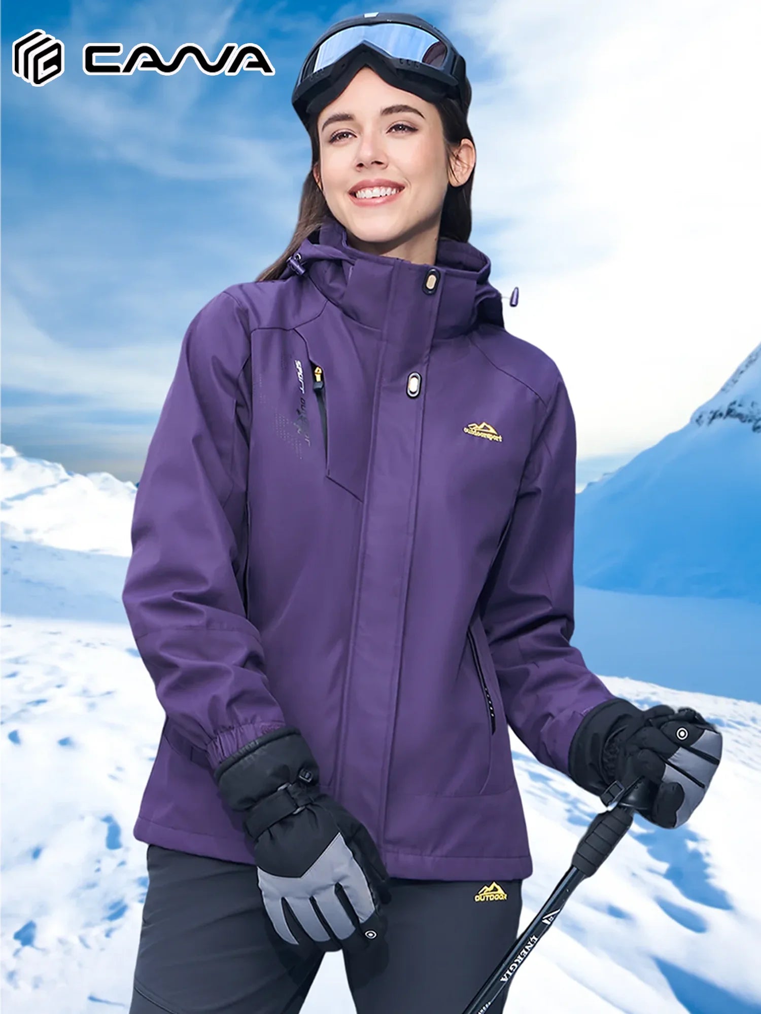 Women's 3-IN-1 Jackets Waterproof Fleece Jacket Outdoor Windproof Skiing Snowboarding Coat Hiking Jackets Parka Hodded Coats