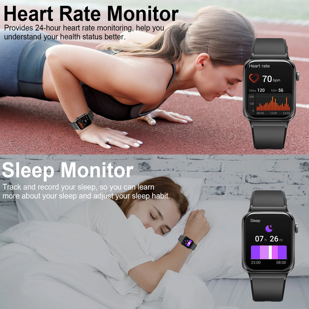 T50 1.85" Ultra Thin Smartwatch (Answer/Make Call), IP68 Waterproof Fitness Tracker, 100+Sport Modes, Heart Rate/Sleep Monito.