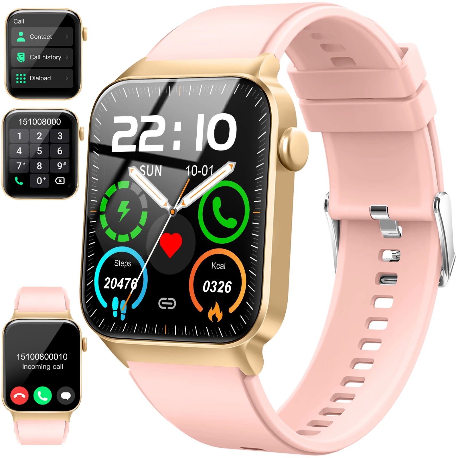T50 1.85" Ultra Thin Smartwatch (Answer/Make Call), IP68 Waterproof Fitness Tracker, 100+Sport Modes, Heart Rate/Sleep Monito.